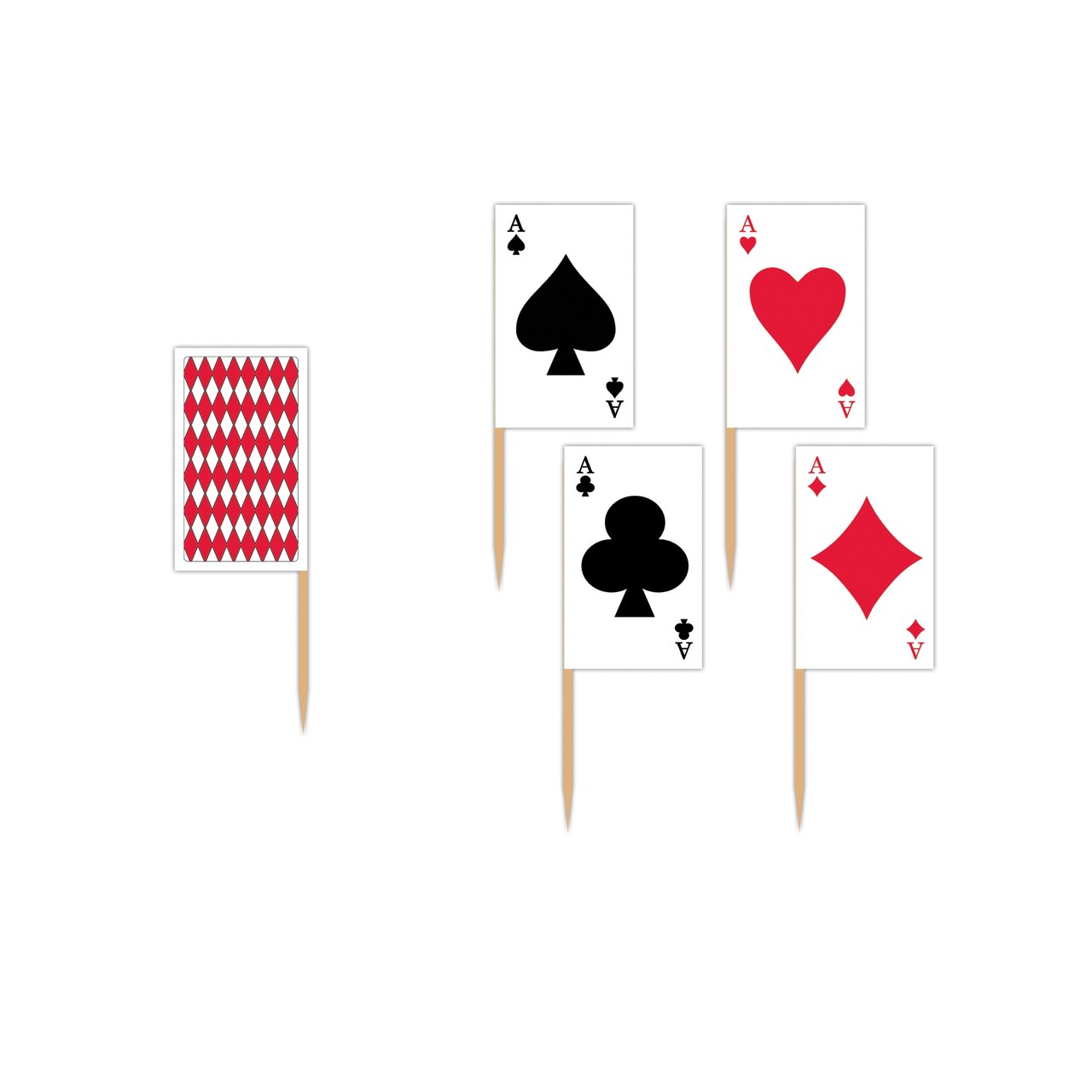 Party Central Club Pack of 12 Black and Red Playing Card Food or Drink Decoration Party Picks 2.5"